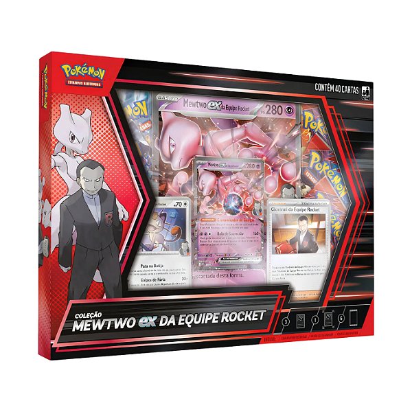 Pokémon TCG Box Coleção Mewtwo ex da Equipe Rocket Copag