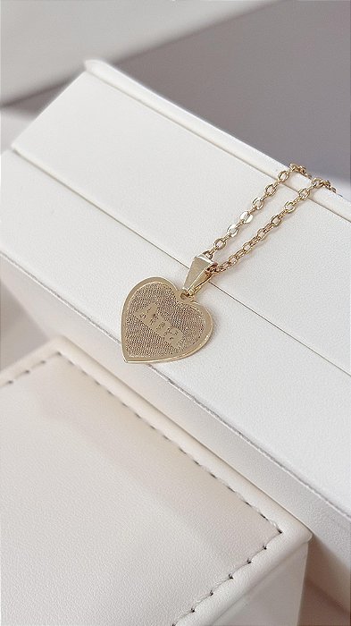Colar Personalizado em Ouro 18k - Elo Português Coração Gravado