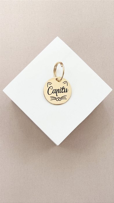 Pingente Personalizado para Pets - Formato de Orelhas de Gato em Ouro 18k