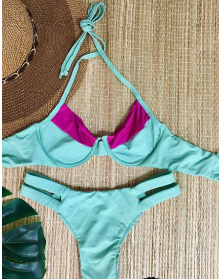 CONJUNTO BIQUINI LISO SEM BOJO COM ALÇAS FIO DUPLO COM 2 TIRAS NA LATERAL - TAM ( P )