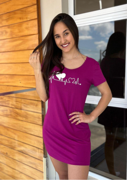 CAMISOLA BASICA ESTILO VESTIDINHO EM VISCOLYCRA COM DETALHE DE SILK - TAM ( M )