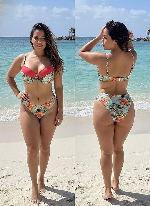 Biquíni Meia-Taça com Aro Estampado Tropical
