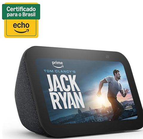 Echo Show 5 (Geração Amazon mais recente) / Smart display com Alexa, graves 2x mais potentes e som mais nítido / Cor Branca e Preto