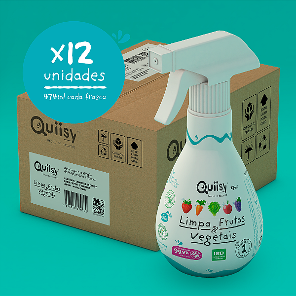Caixa 12 Unidades Quiisy Limpa Frutas e Vegetais SPRAY (474ml cada)
