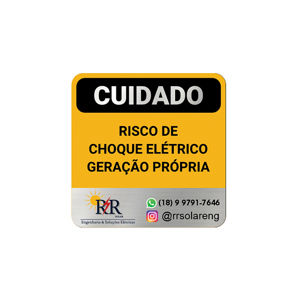 Placa 13x13 Risco de Choque Elétrico Personalizada