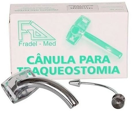 Cânula de Traqueostomia S/ Balão Metal Longa Nº 6 - Fradel