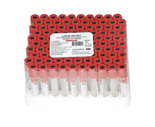Tubo Siliconizado Seco à Vácuo C/ 100 Unidades - Plástico 4ml - Labor Import