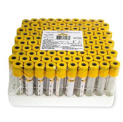 Tubo Gel à Vácuo C/ 100 Unidades - Plástico 5ml - Labor Import