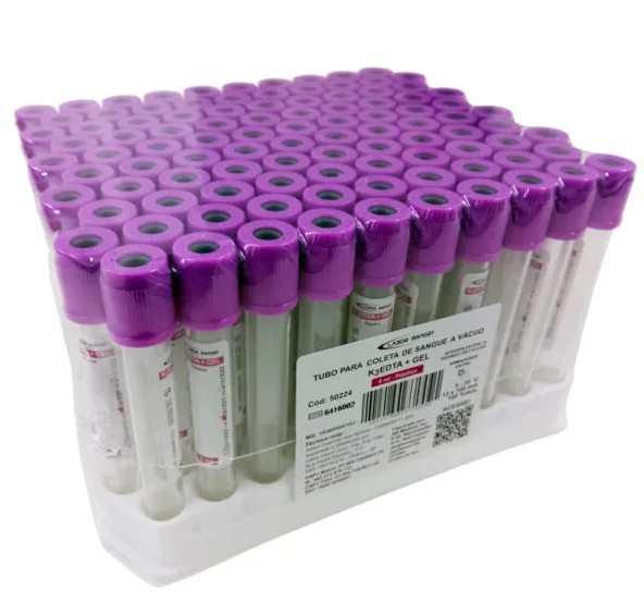 Tubo Edta K3 + Gel à Vácuo - Plástico 5ml  C/ 100 Unidades - Labor Import