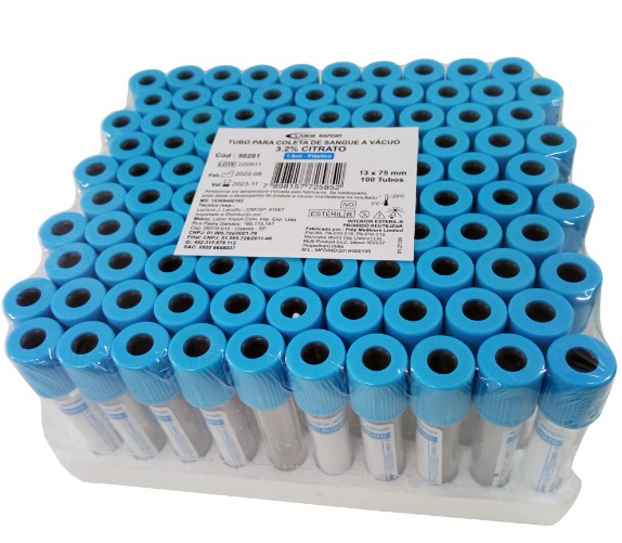 Tubo Citrato à Vácuo - Plástico 3,6ml C/ 100 Unidades - Labor Import (Val: 31/01/26)