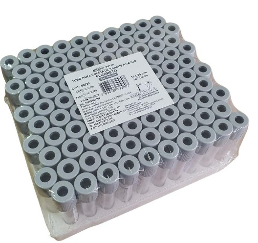 Tubo Fluoreto à Vácuo - Plástico 4ml C/ 100 Unidades - Labor Import