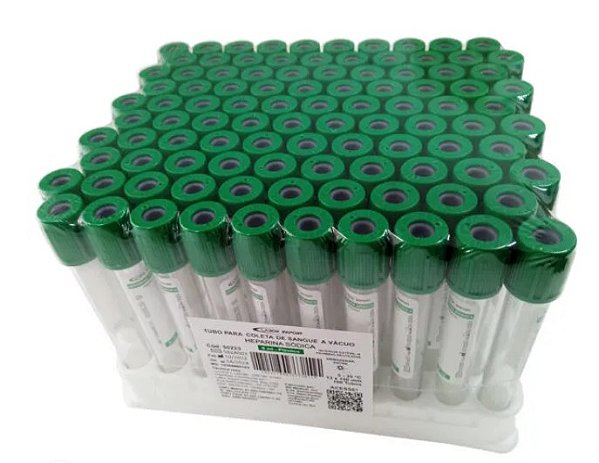 Tubo Heparina à Vácuo - Plástico 6ml C/ 100 Unidades - Labor Import