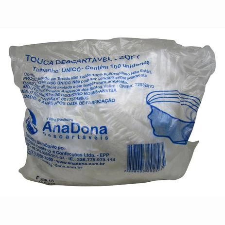 Touca Descartável Soft C/ 100 Unidades - Anadona
