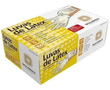 Luva de Látex Com Pó C/ 100 Unidades Tam: G - Descarpack