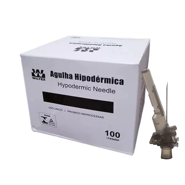Agulha Hipodérmica Com Dispositivo de Segurança 27G x 1/2” – 0,40 x 13mm C/ 100 Unidades - Wiltex