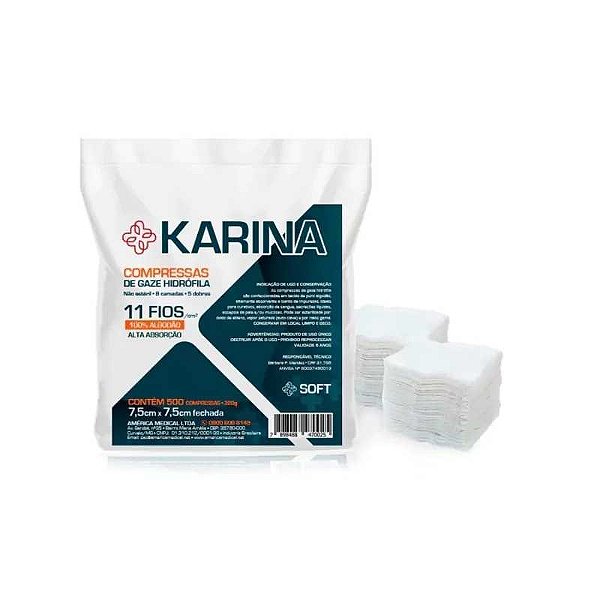Compressa de Gaze Não Estéril 11 Fios C/ 500 - Karina