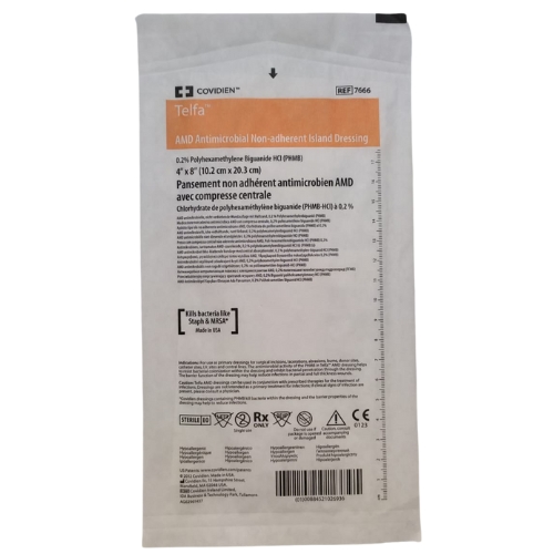 Cobertura de Gaze Com PHMB (Antimicrobiana) C/ Borda Telfa 10,2 x 20,3cm Un - Covidien 7666