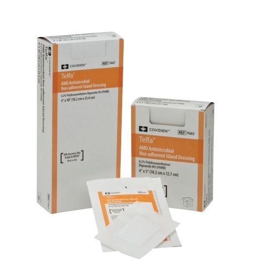 Cobertura de Gaze Com PHMB (Antimicrobiana) C/ Borda Telfa 10,2 x 25,4cm Un - Covidien 7667