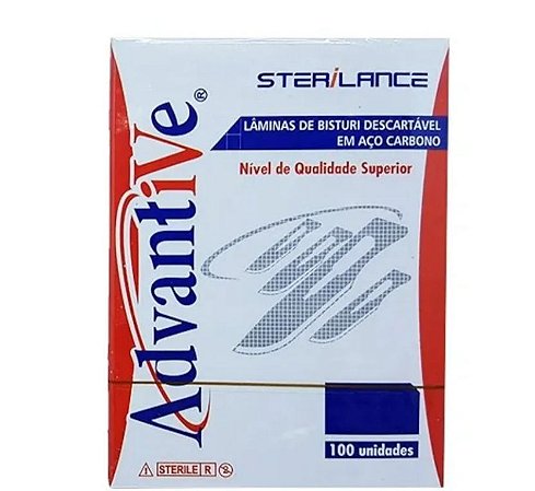 Lâmina de Bisturi Nº15 Para Dentista Aço Carbono C/ 100 Unidades - Advantive