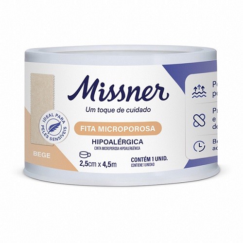 Fita Micropore 2,5cm x 4,5m Bege - Missner *** Black Friday ***