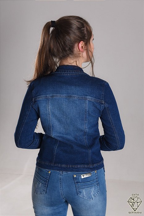 JAQUETA FEMININA JEANS ESCURA