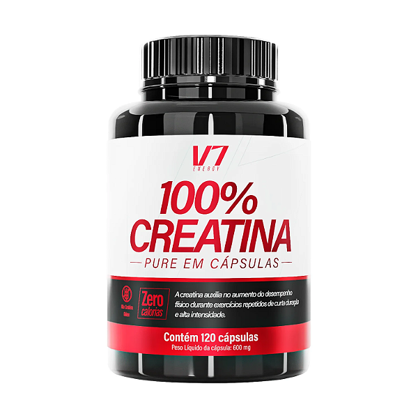 Creatina 600mg 100% Pure - 120 Cápsulas V7 Energy