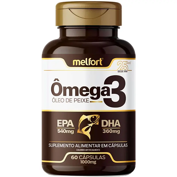 Ômega 3 1000mg Óleo de Peixe Melfort - EPA 540mg DHA 360mg - Saúde Cardiovascular, Cognitiva e Anti-inflamatório - 60 Cápsulas