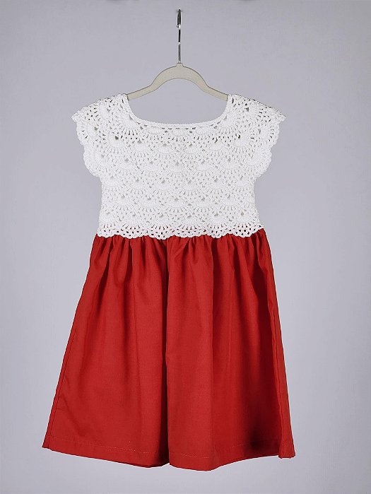 Vestido Infantil De Crochê Lavínia Vermelho