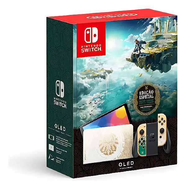 Nintendo Switch Oled Zelda Novo Desbloqueado + SD 256GB + Muitos