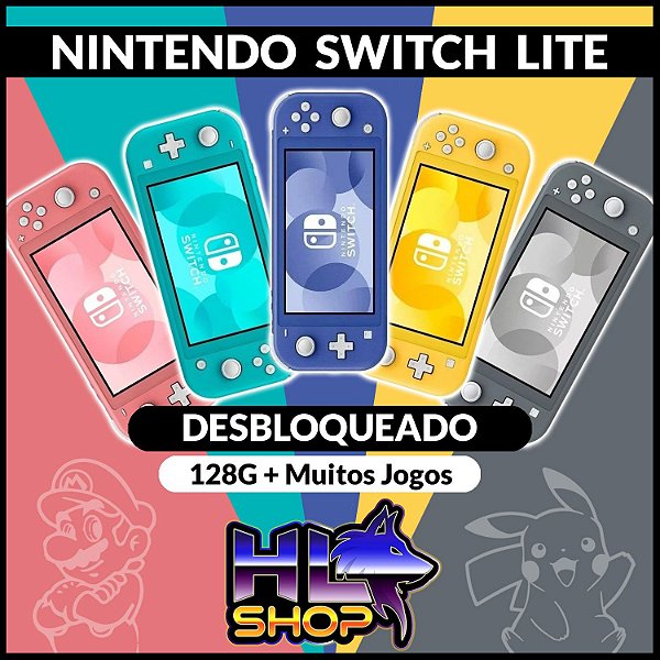 Nintendo Switch Lite Novo Desbloqueado + SD 128GB + Muitos Jogos