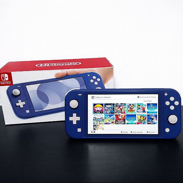 Nintendo Switch Lite Azul SemiNovo Lindíssimo Desbloqueado + SD 128GB + Muitos Jogos