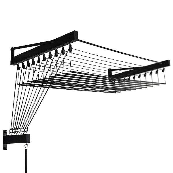 Varal de Parede Individual com Roldanas 10 Varetas - Bitenfer Varais