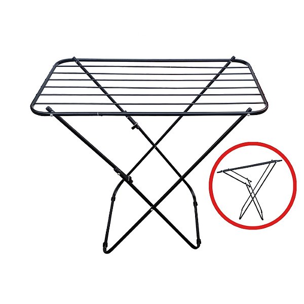 Varal De Chão Aluminio Sem Abas Com Pintura Eletrostática Preto - Bitenfer Varais