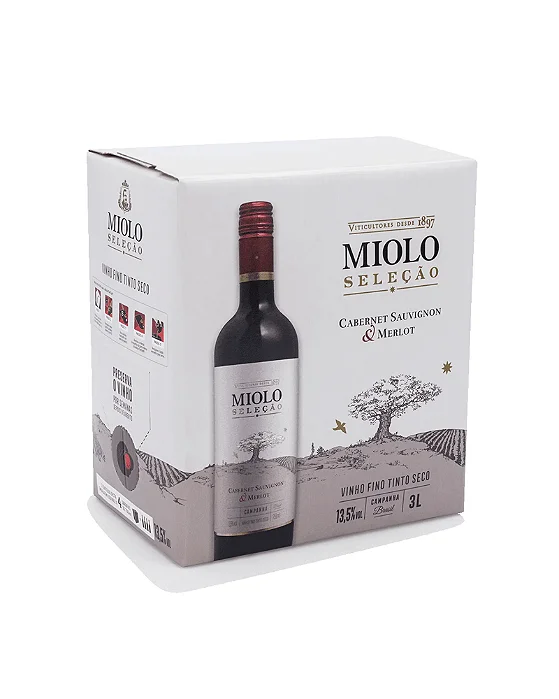 VINHO MIOLO SELECAO TINTO CABERNETMERLOT BIB 3 X 3 LTS