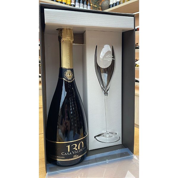 Kit Espumante Com 1  Garrafa 130 Valduga 750 ml e 1 Taça transparente - Brasil