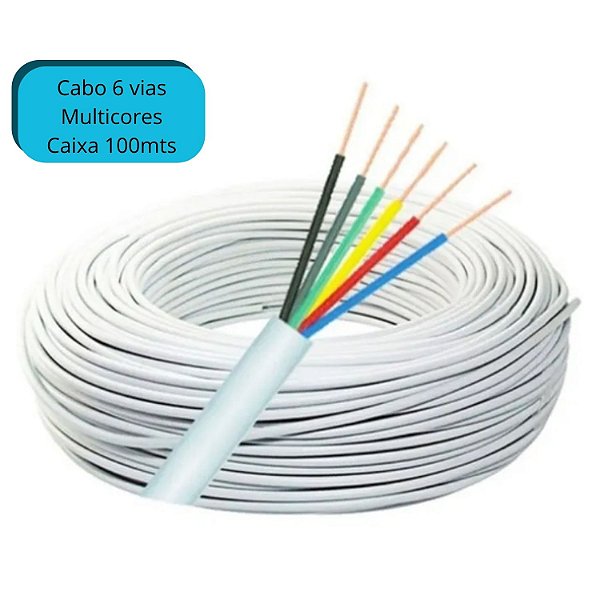 Cabo Alarme Multicores 6 vias 0,40mm Cobre - Branco