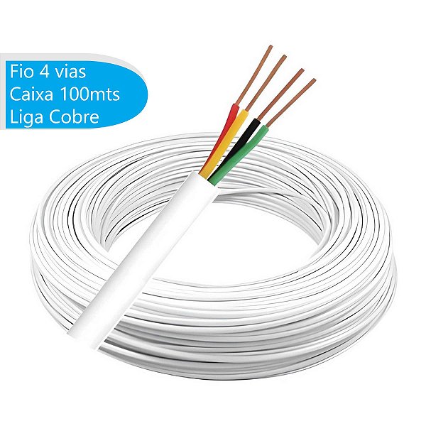Cabo Alarme Multicores 4 Vias 4x40 COBRE 100m - Branco