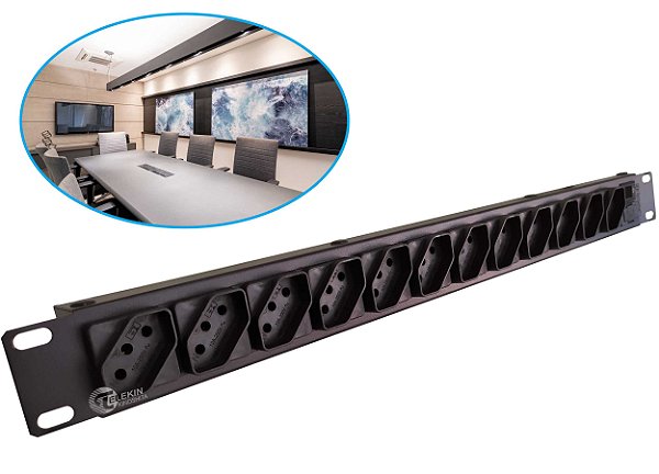 Regua P/ Rack 12 Tomadas 19 Pol  Cabo 1.10m Ipec