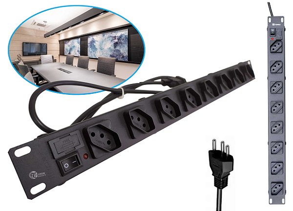 Regua Para Rack 19 Pol 8 Tomadas Cabo 1.10m Ipec