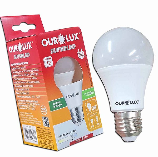 Lâmpada Superled Ouro 12W Bivolt 6500K CX