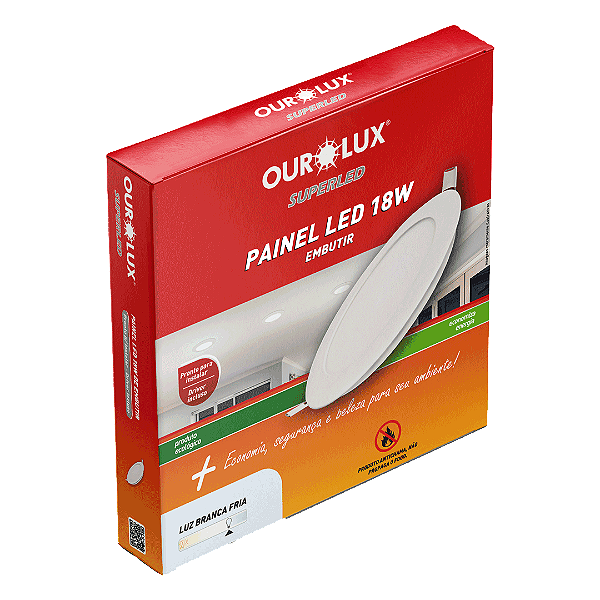 Painel Led Embutir Redondo 18W Bivolt 6500K