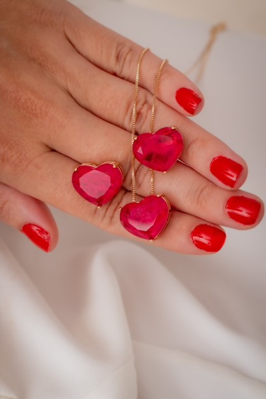 Conjunto Coração Fuchsia