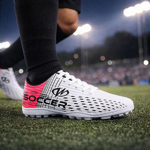 Chuteira Society Grama Sintética Runway Soccer Masculino - Branco