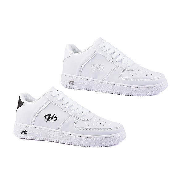 Kit 2 Pares De Tênis Estilo Retrô Sneaker Runway Sportswear Masculino - Branco/Preto E Branco