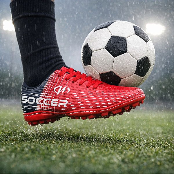 Chuteira Society Grama Sintética Runway Soccer Masculino - Vermelho
