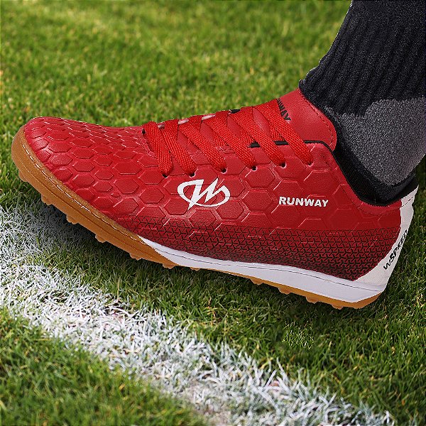 Chuteira Society Grama Sintética Runway Speed Feminino - Vermelho