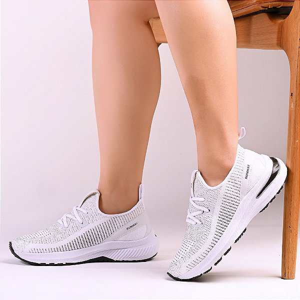Tênis Feminino De Caminhada Academia Corrida Runway Energy - Branco