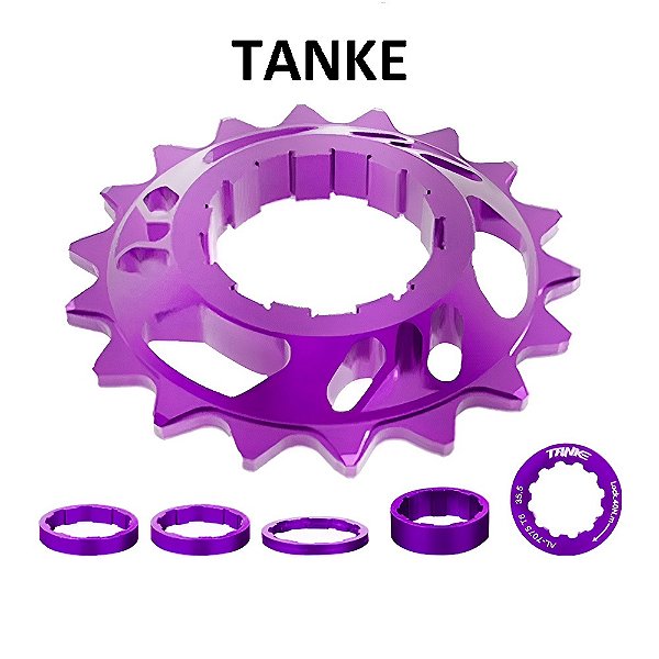 KIT CONVERSOR SINGLE SPEED ROXO 18DENTES PADRÃO HG - TANKE