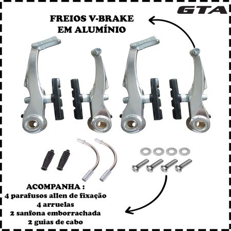 KIT FREIO VBRAKE COM MANETE ALUMINIO POLIDO GTA