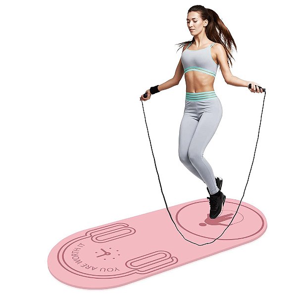 Tapete Pula Corda Absorção de Choque Yoga Antiderrapante Profissional Fitness Atividade Física Exercício Silencioso Giná